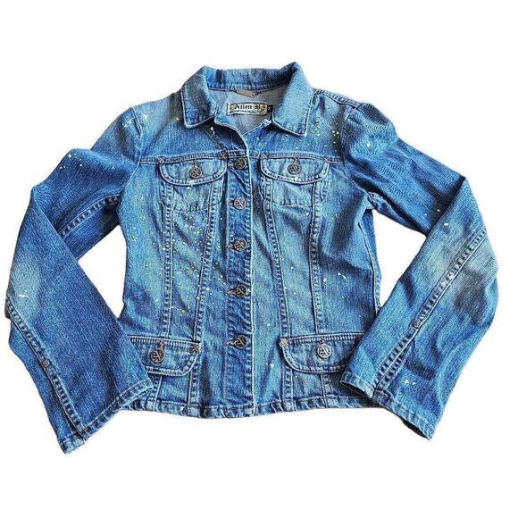 Allen B. Schwartz vintage womens Sz M rare Rhinestone jean jacket - Picture 4 of 8